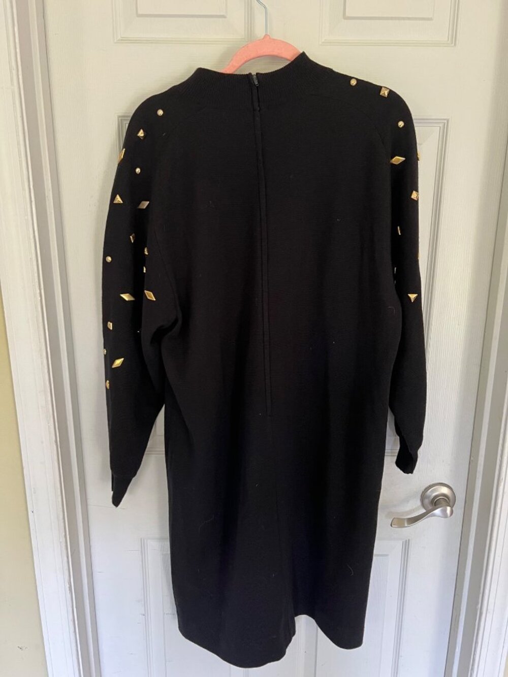 Vintage Arthur Kohler Tricoville Black Wool Blend Dress Sweater Gold Studded 18 - Picture 5 of 11